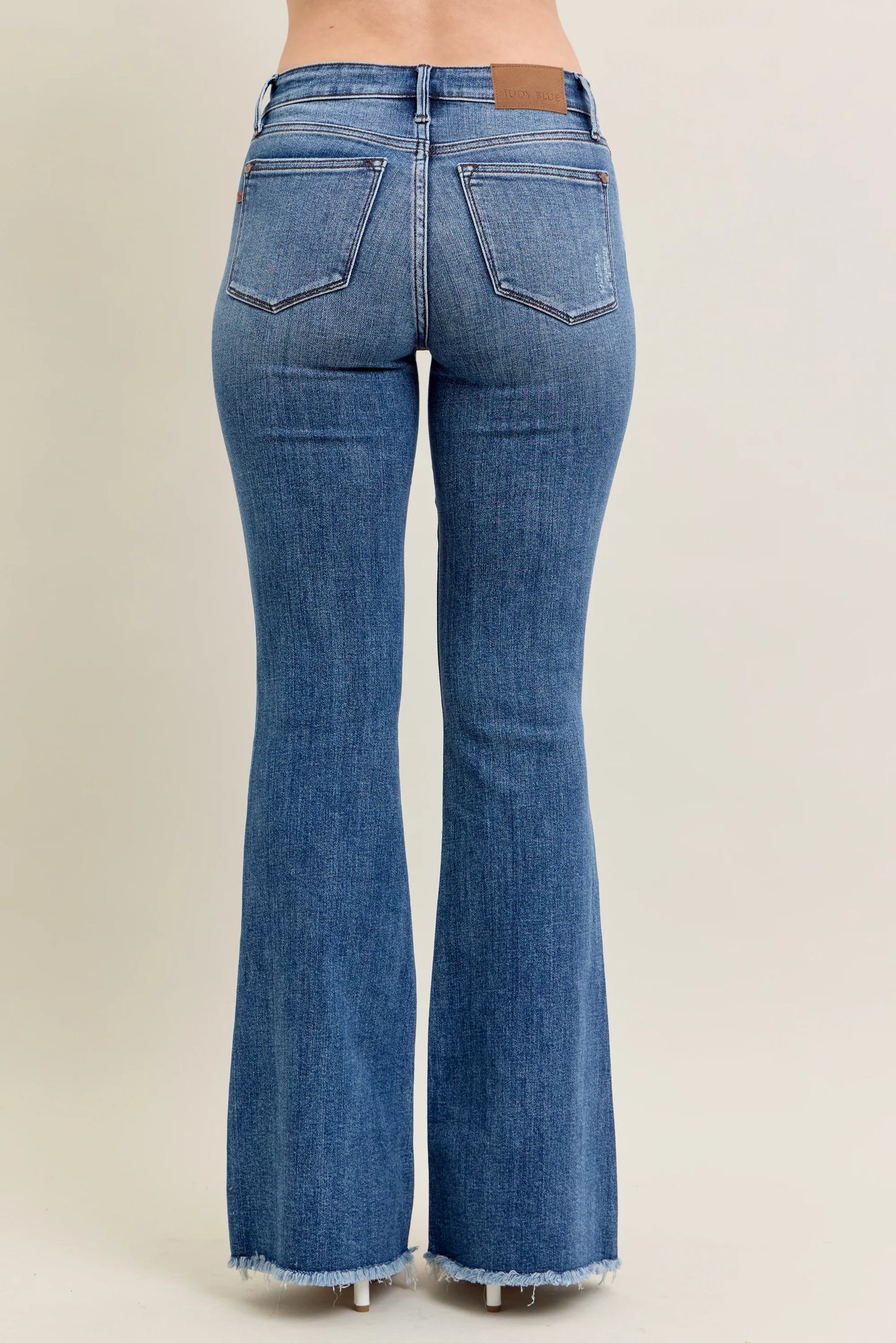Judy Blue Mid-Rise Vintage Wash Flare W/ Fray Hem