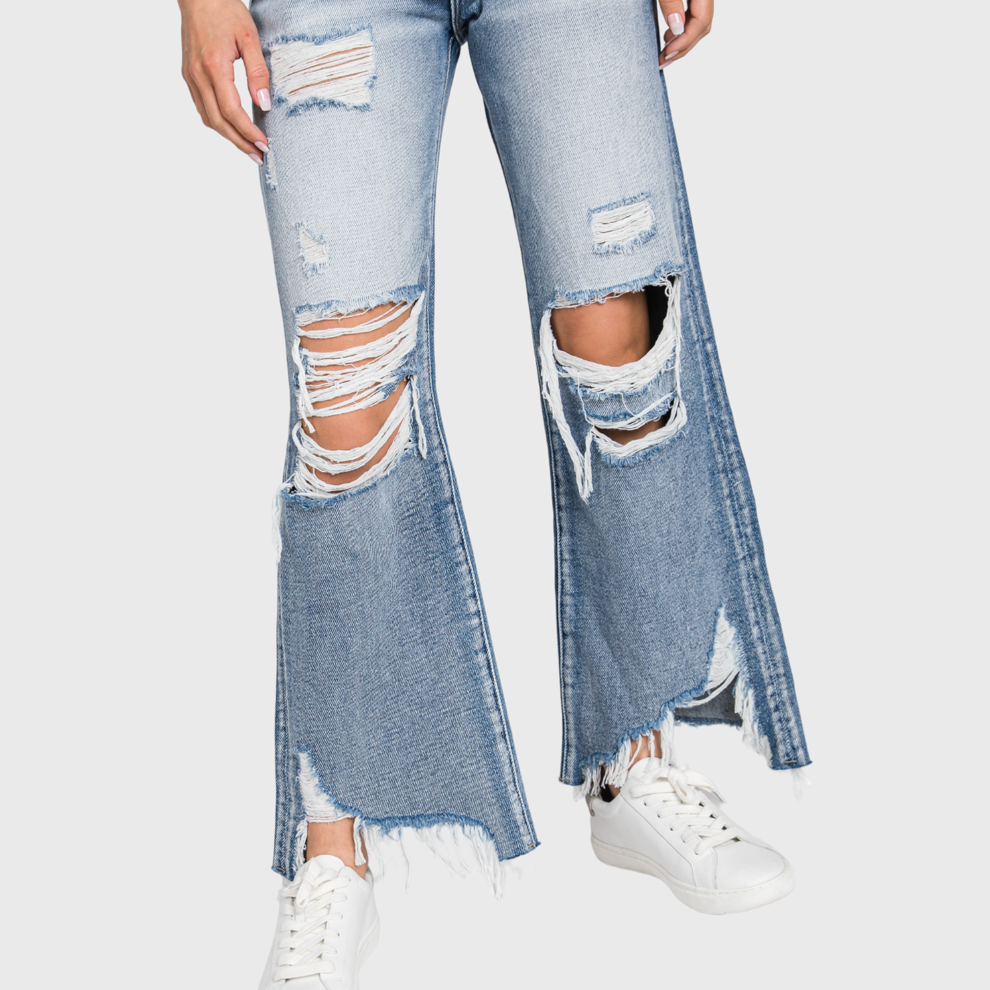 Petra153 DISTRESSED HIGH RISE RIGID VINTAGE CROPPED FLARE
