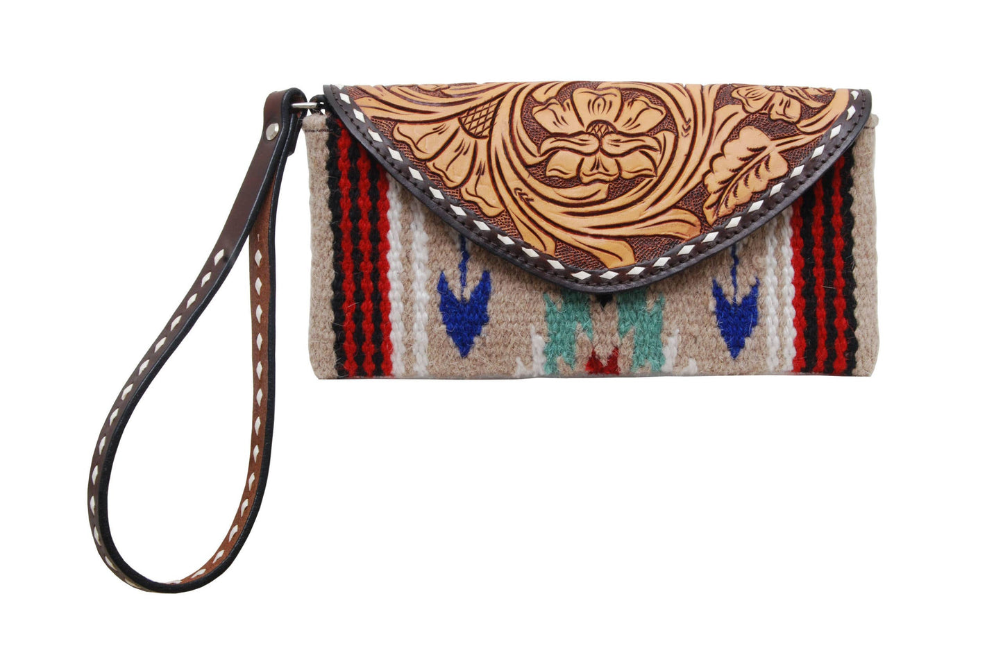 Wristlet with Tooled Flap