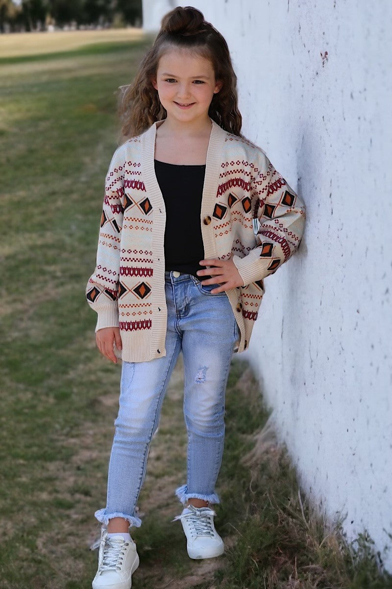 Girls Geometric Sweater