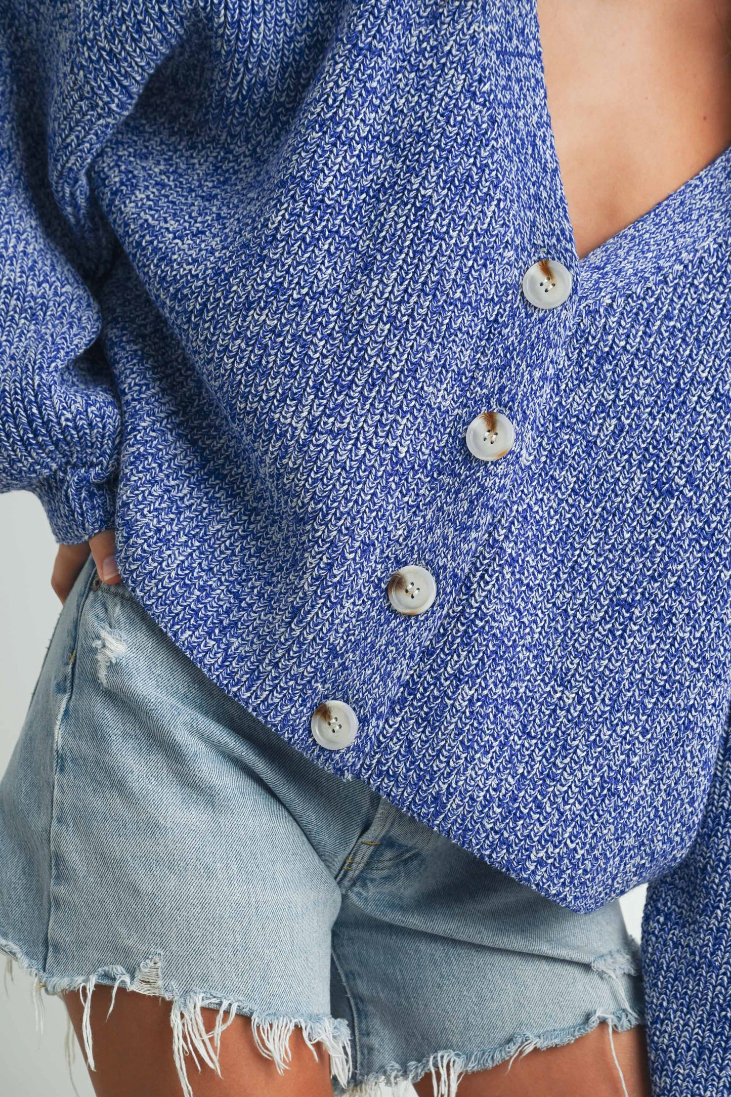 V-neck Button Down Long Sleeve Cardigan