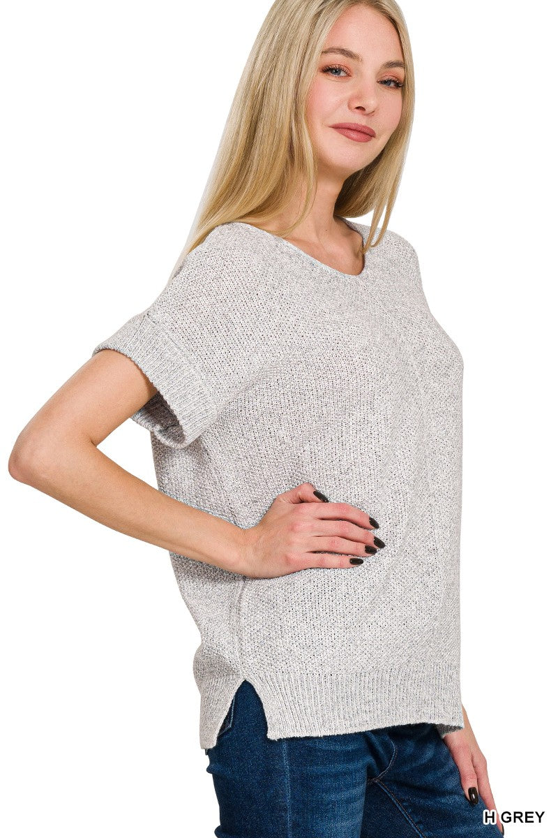 CENTER SEAM SHORT SLEEVE SWEATER ( 3 Colors)