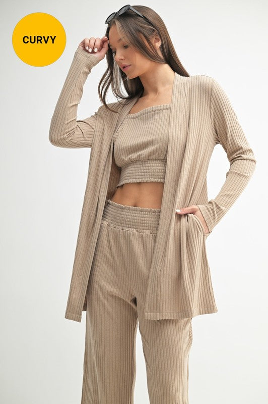 Soft Ribbed Longline Cardigan (Regular and plus)