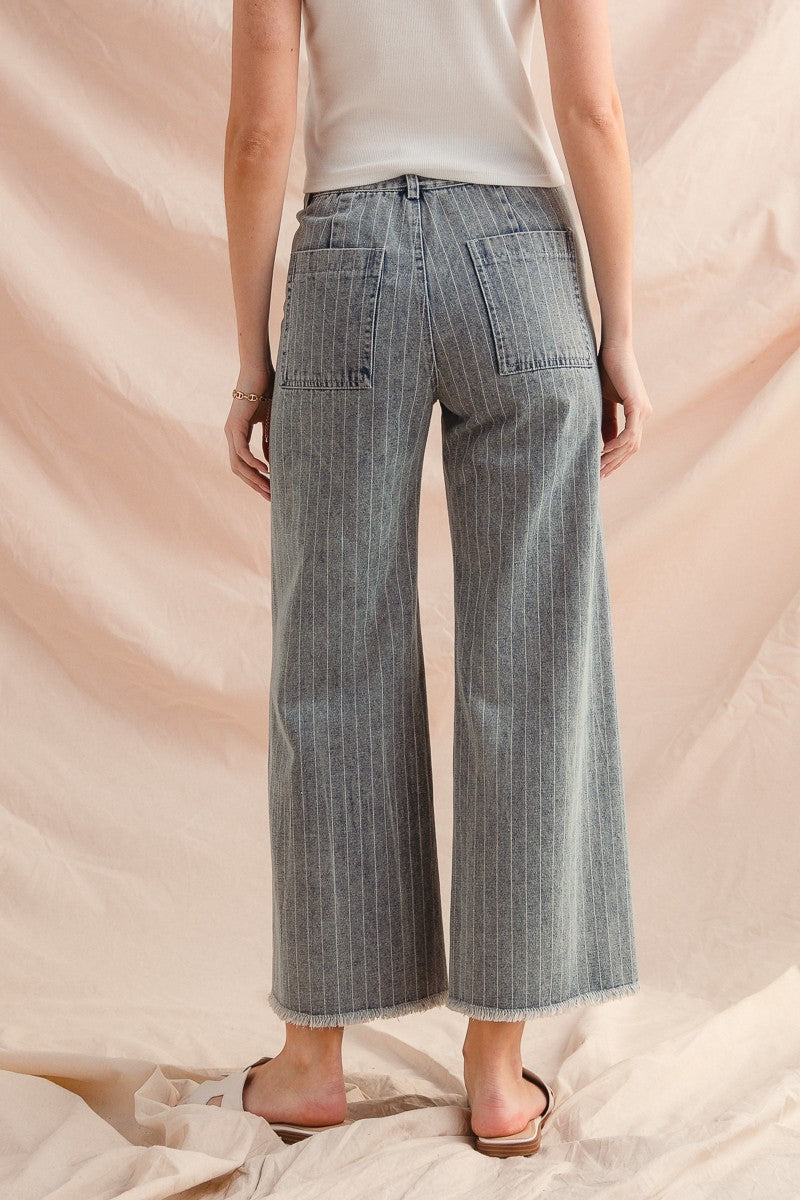 Washed Striped Pants