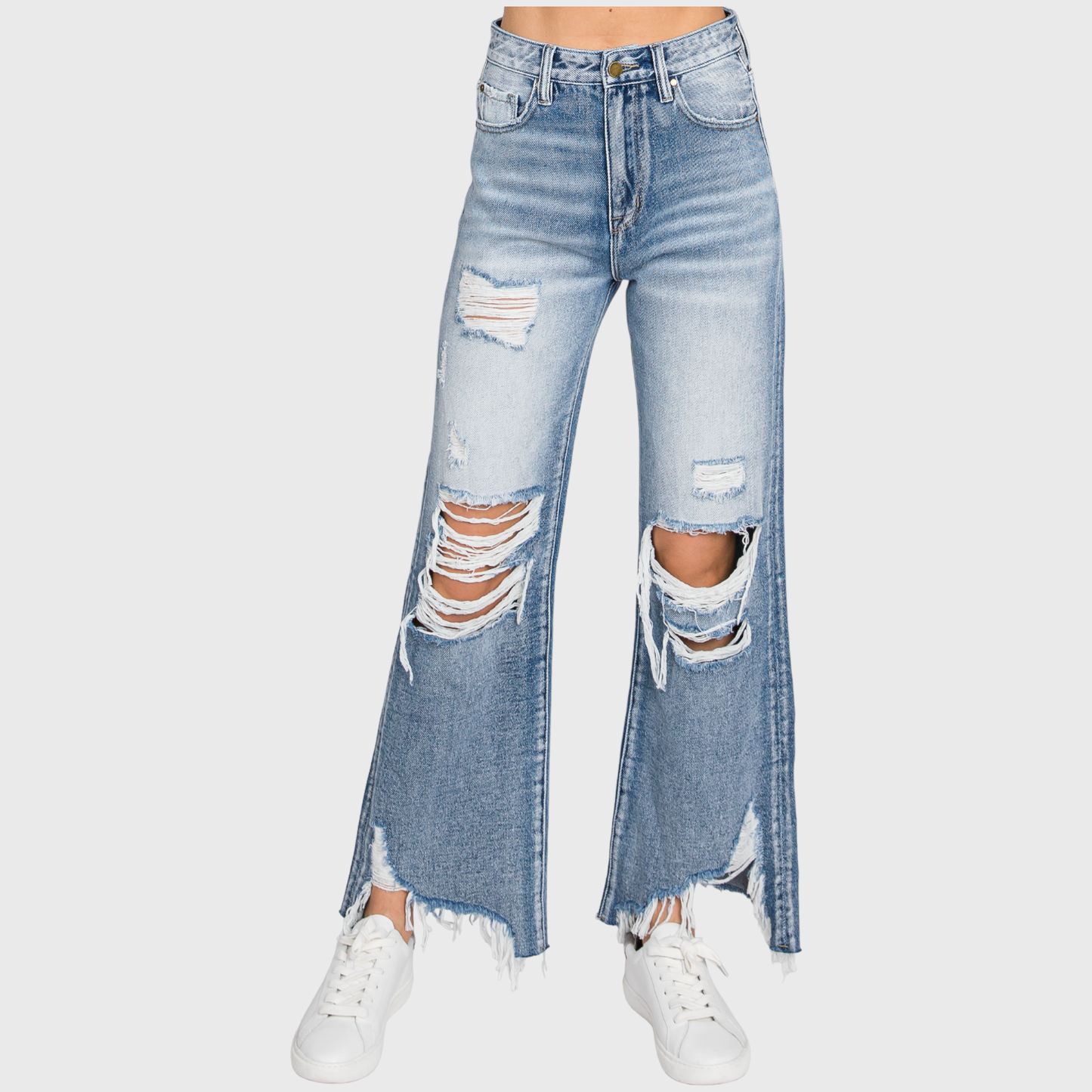 Petra153 DISTRESSED HIGH RISE RIGID VINTAGE CROPPED FLARE