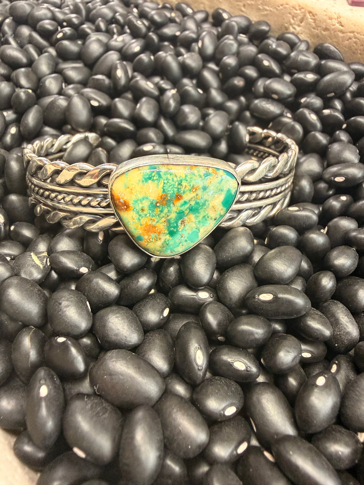 Roy Tom- Turquoise & Sterling Silver Muli-Strand Cuff