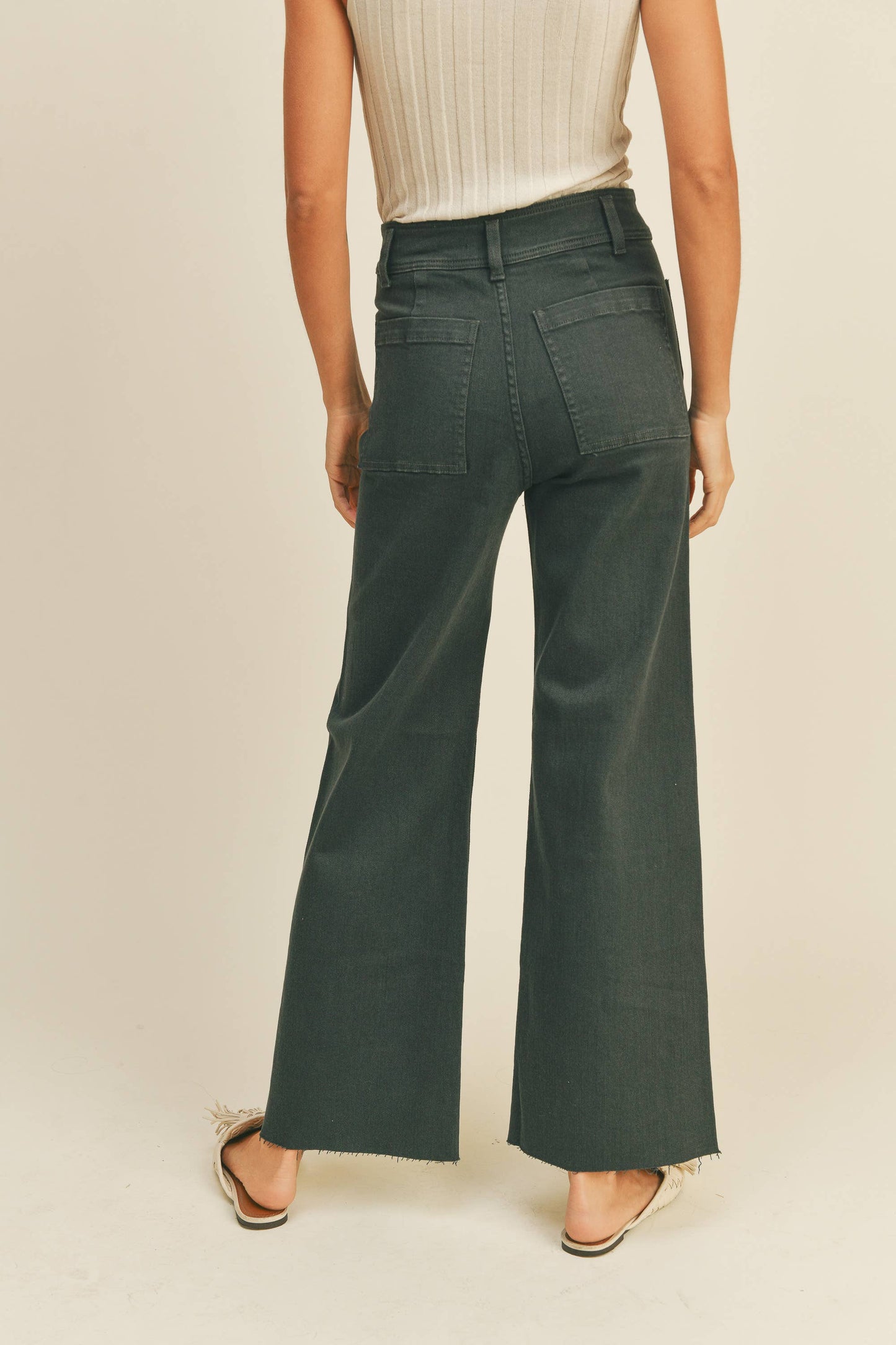 STRAIGHT WIDE LEG PANTS WITH FRONT POCKET