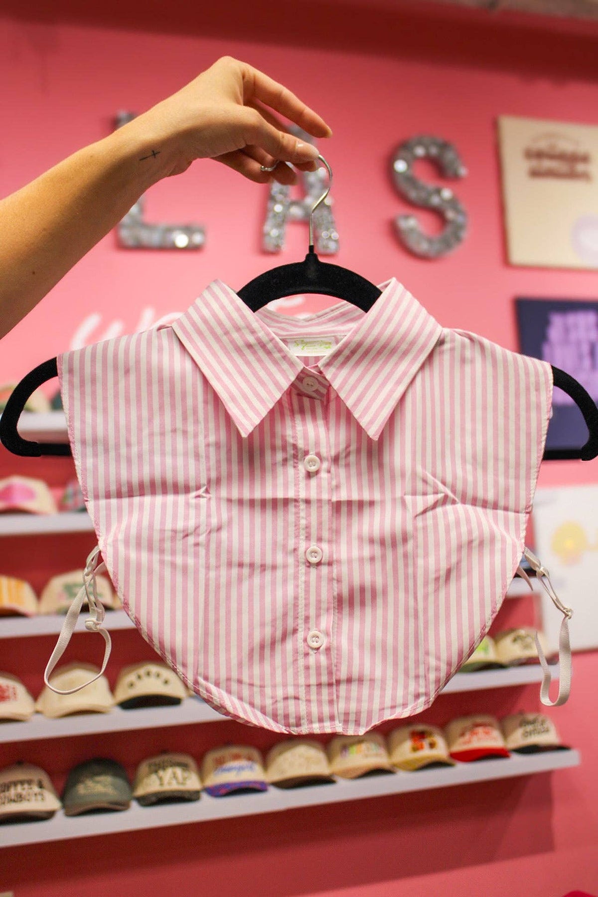 PINK & WHITE STRIPED COLLAR