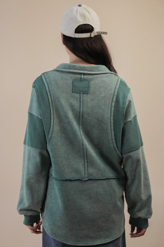 Mineral Washed Oversized French Terry Knit Top