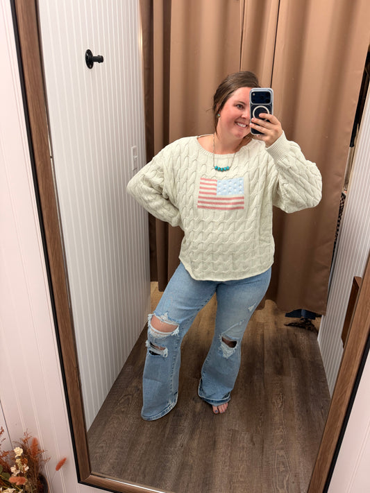 Stars & Stripes Cable Knit Sweater