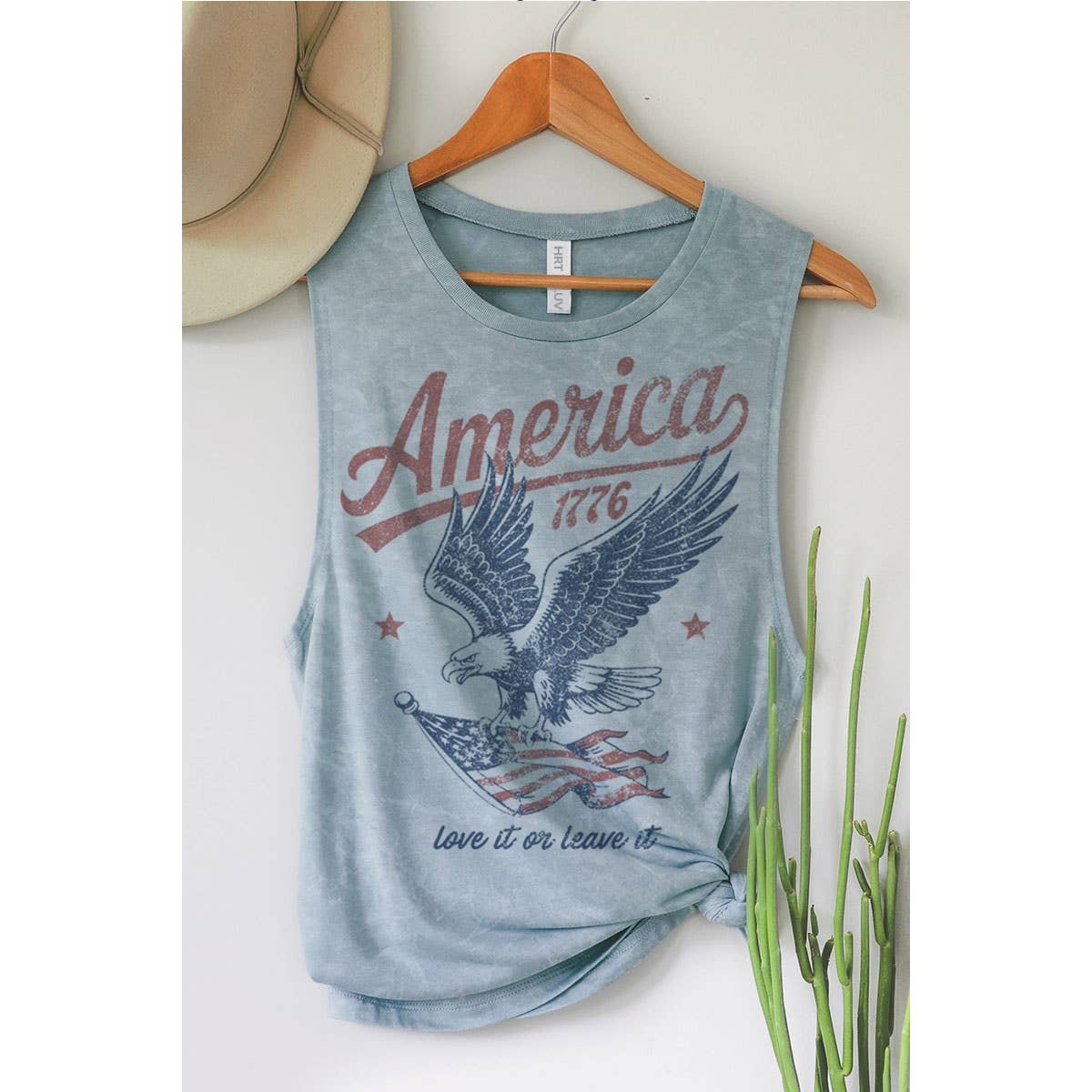 AMERICA 1776 LOVE IT OR LEAVE IT GRAPHIC TANK TOP