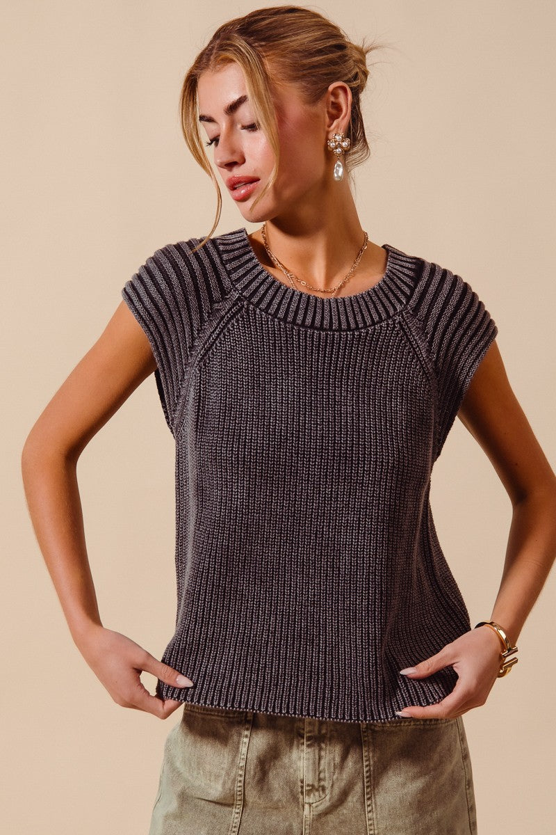 Mineral Wash Sleeveless Sweater (2 Colors)