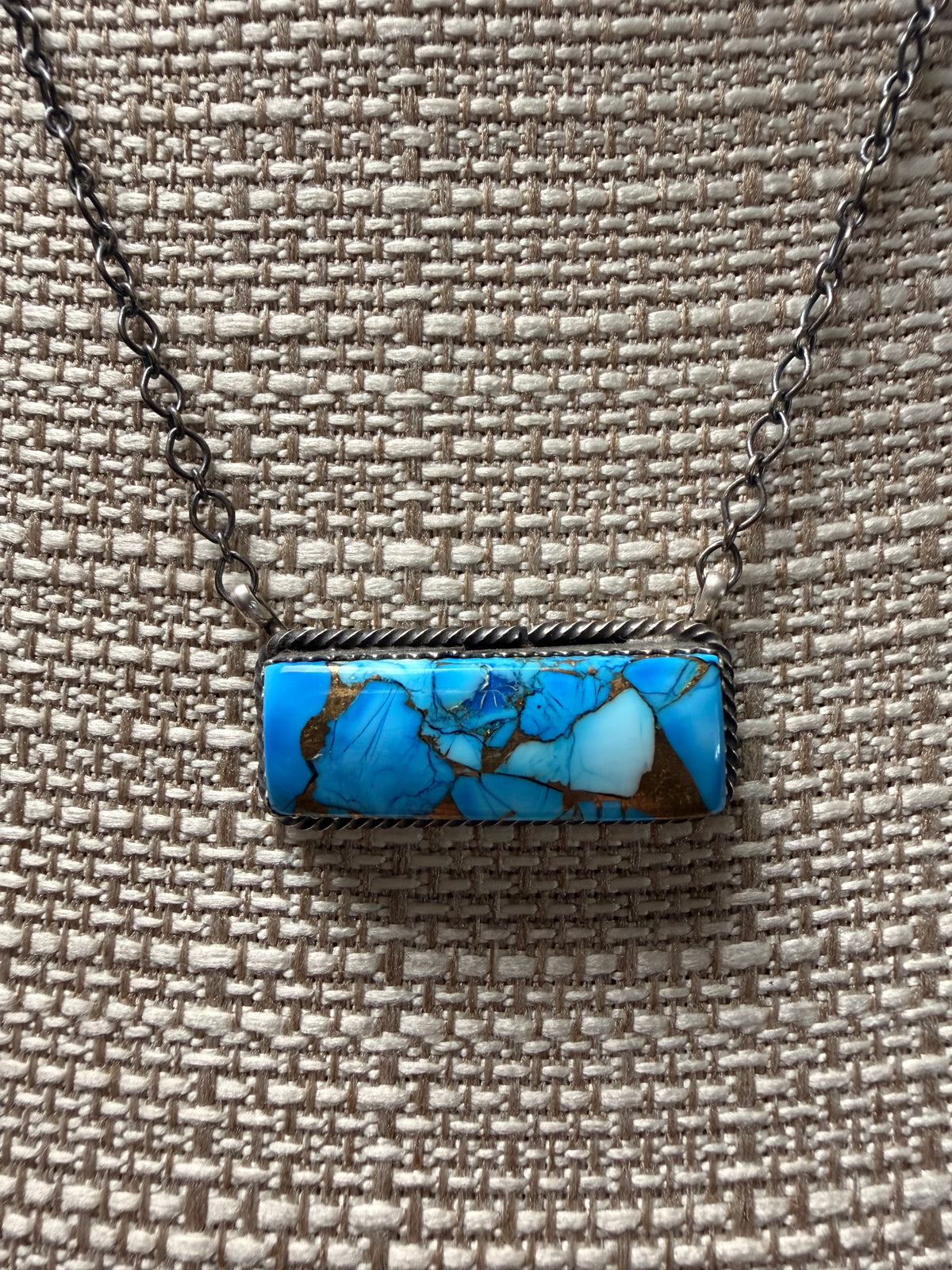 Ice Blue Dahlia Bar Necklace