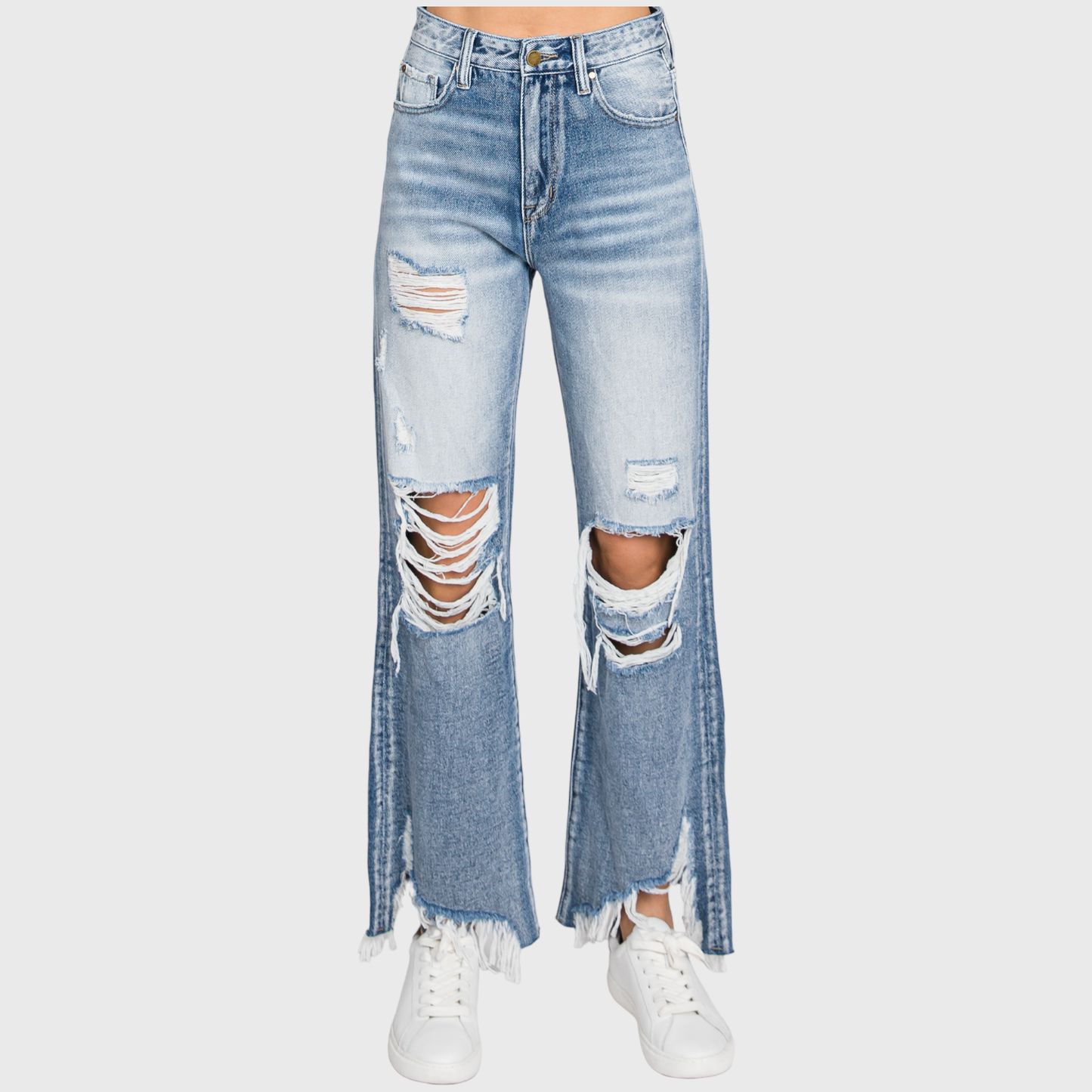 Petra153 DISTRESSED HIGH RISE RIGID VINTAGE CROPPED FLARE