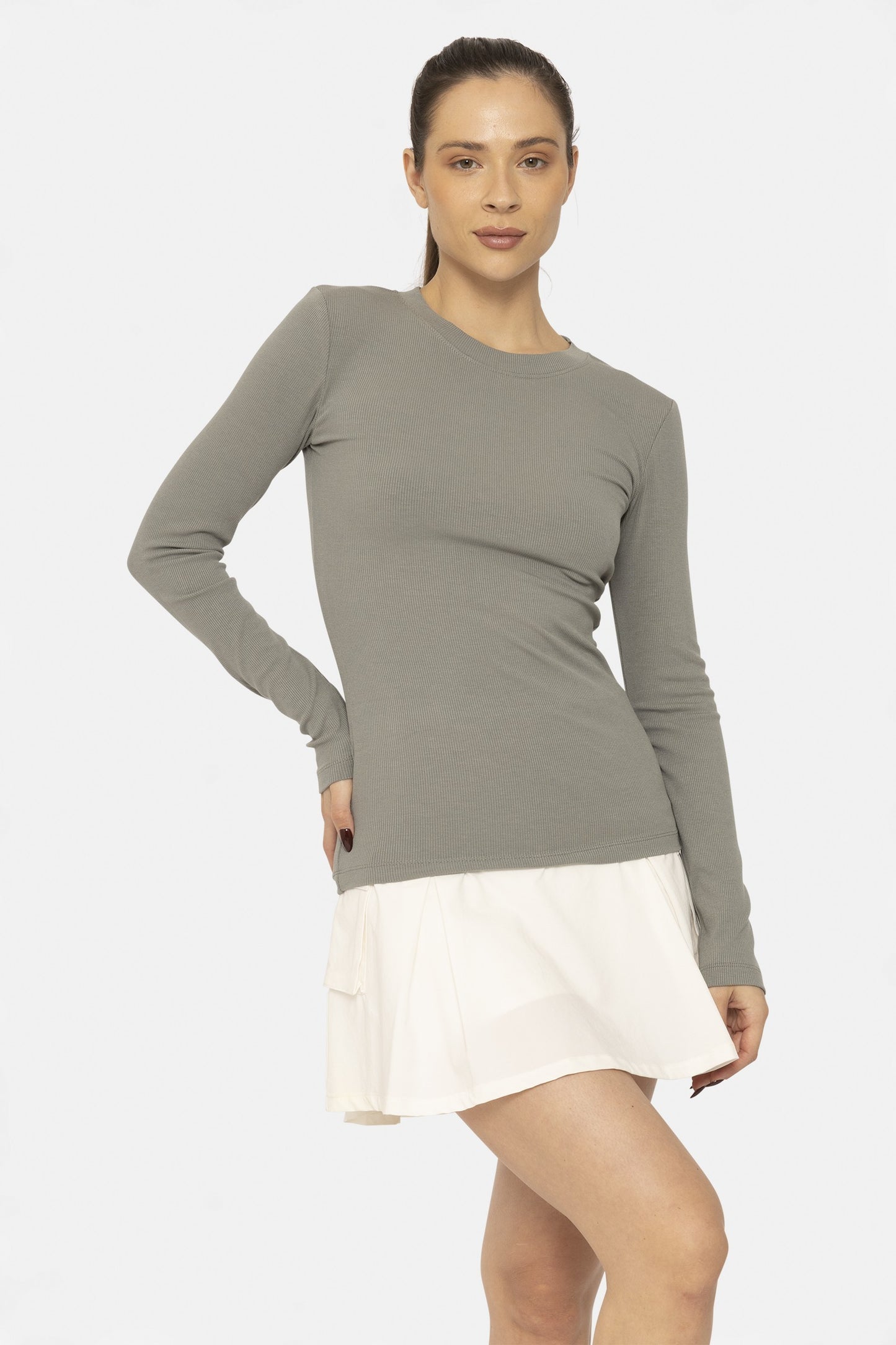 Long-Sleeved Micro Ribbed Top (3 Colors)