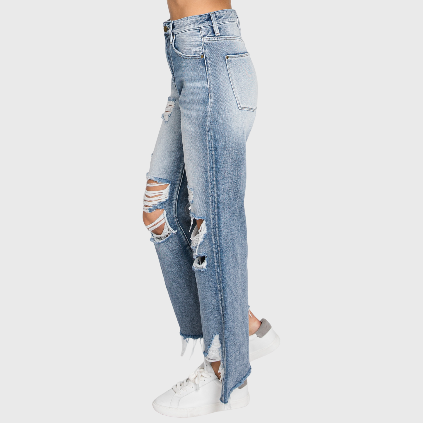 Petra153 DISTRESSED HIGH RISE RIGID VINTAGE CROPPED FLARE