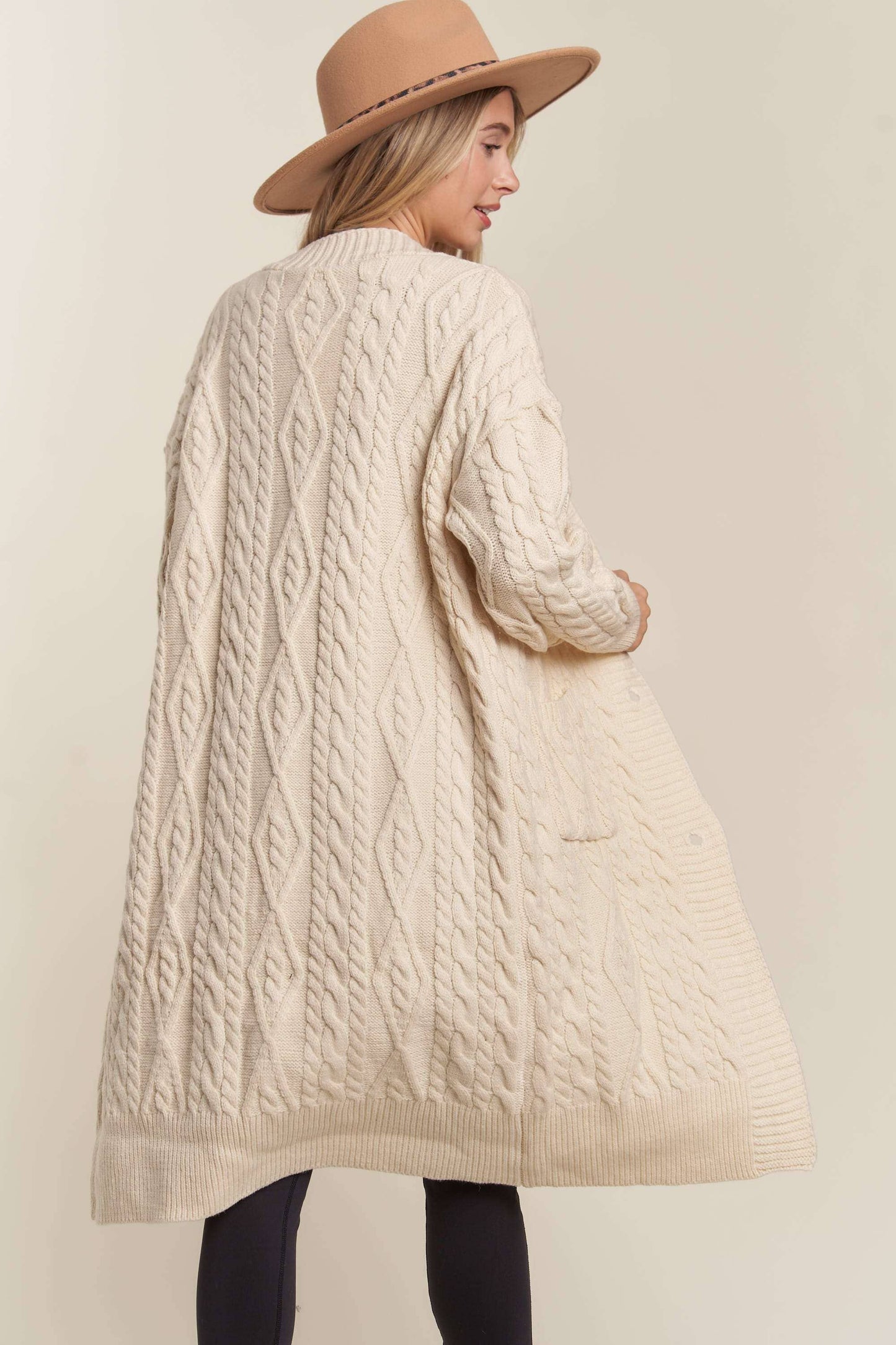 CABLE KNIT LONG SWEATER CARDIGAN