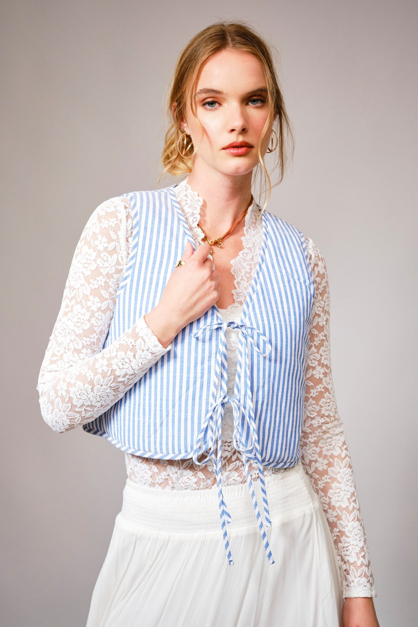 Reversible Vintage Tie Front Quilted Vest