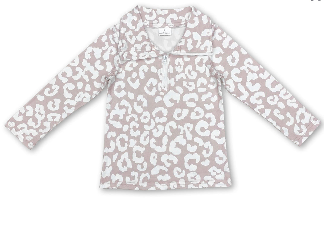 Girls leopard 1/4 zip
