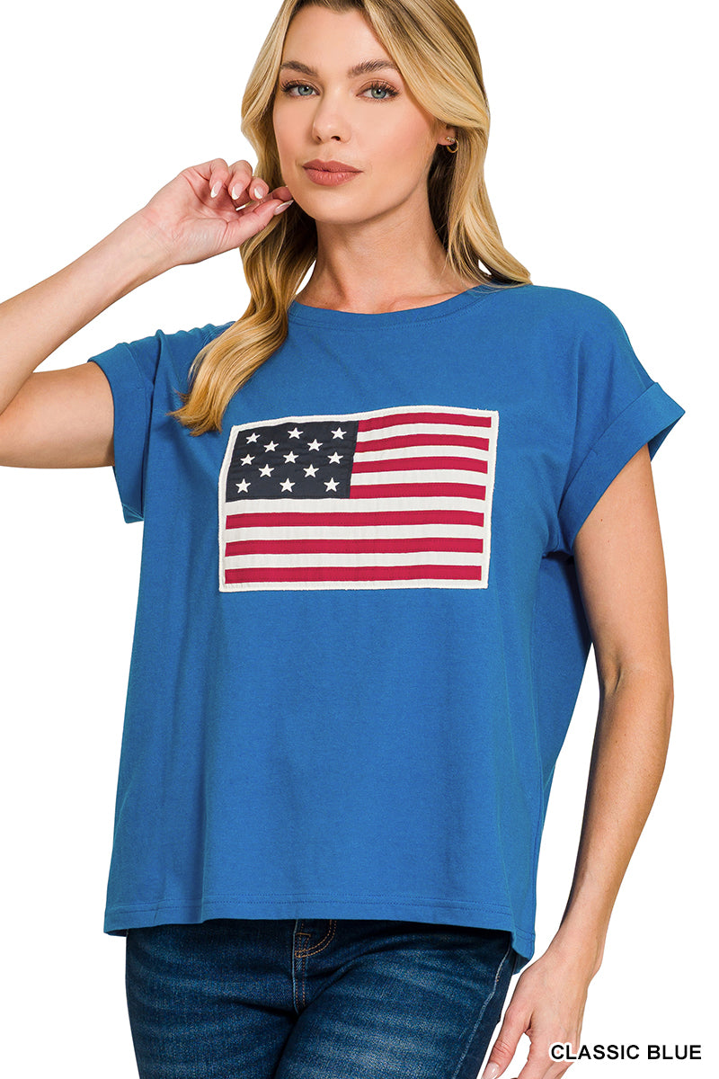 AMERICAN FLAG PATCH TEE (2 Colors)