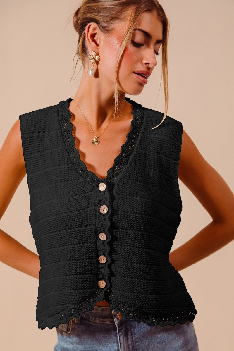Buttoned Knitted Sweater Vest