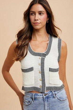 Rib Textured Sweater Vest