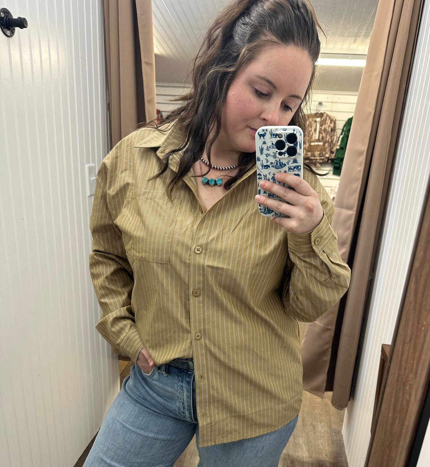STRIPE OVERSIZE BUTTON UP SHIRTS
