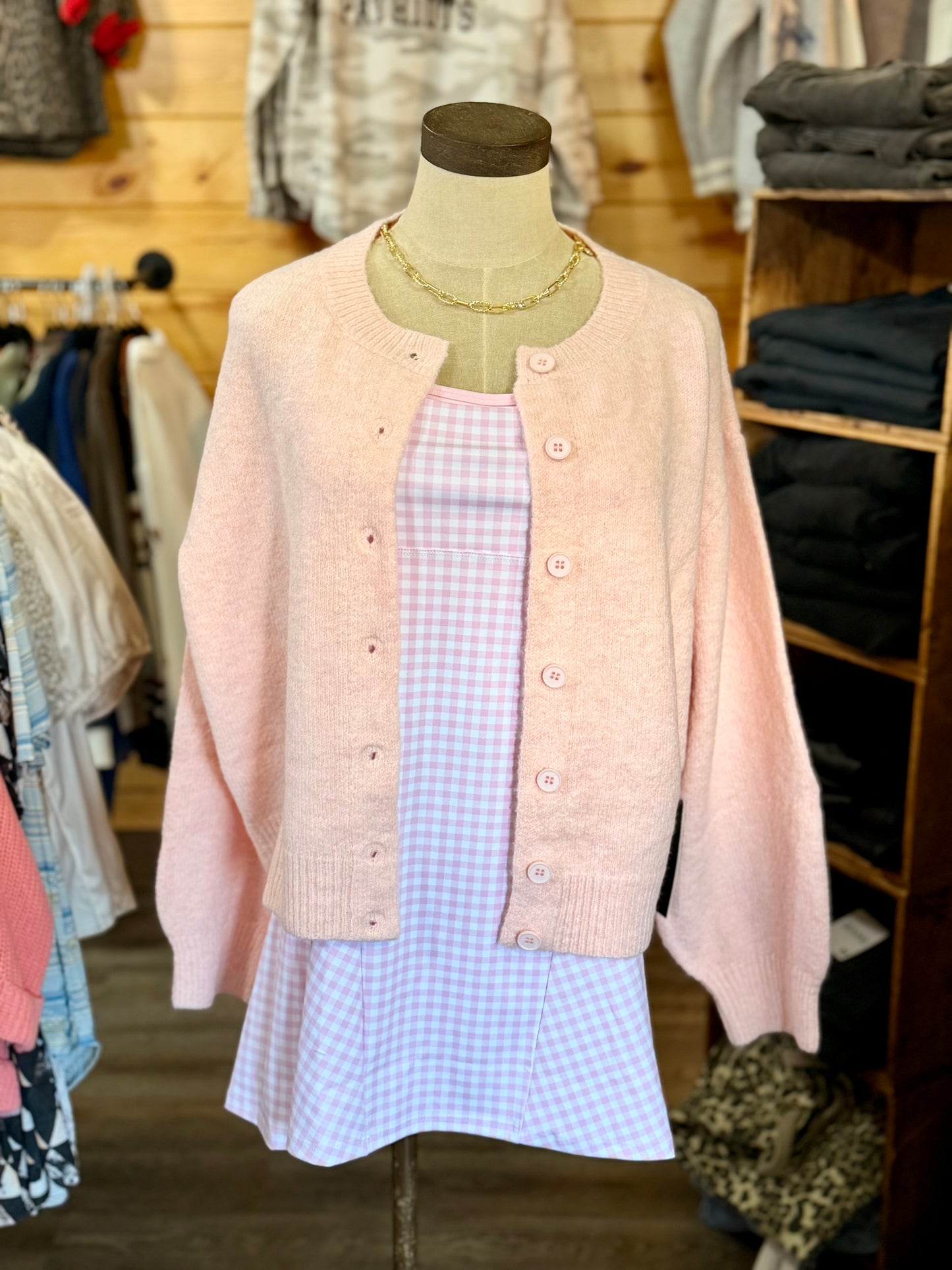Soft Blush Button Cardigan