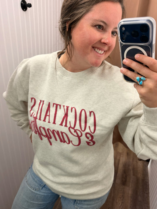 Cocktails & Campfires Oatmeal Knit Sweater