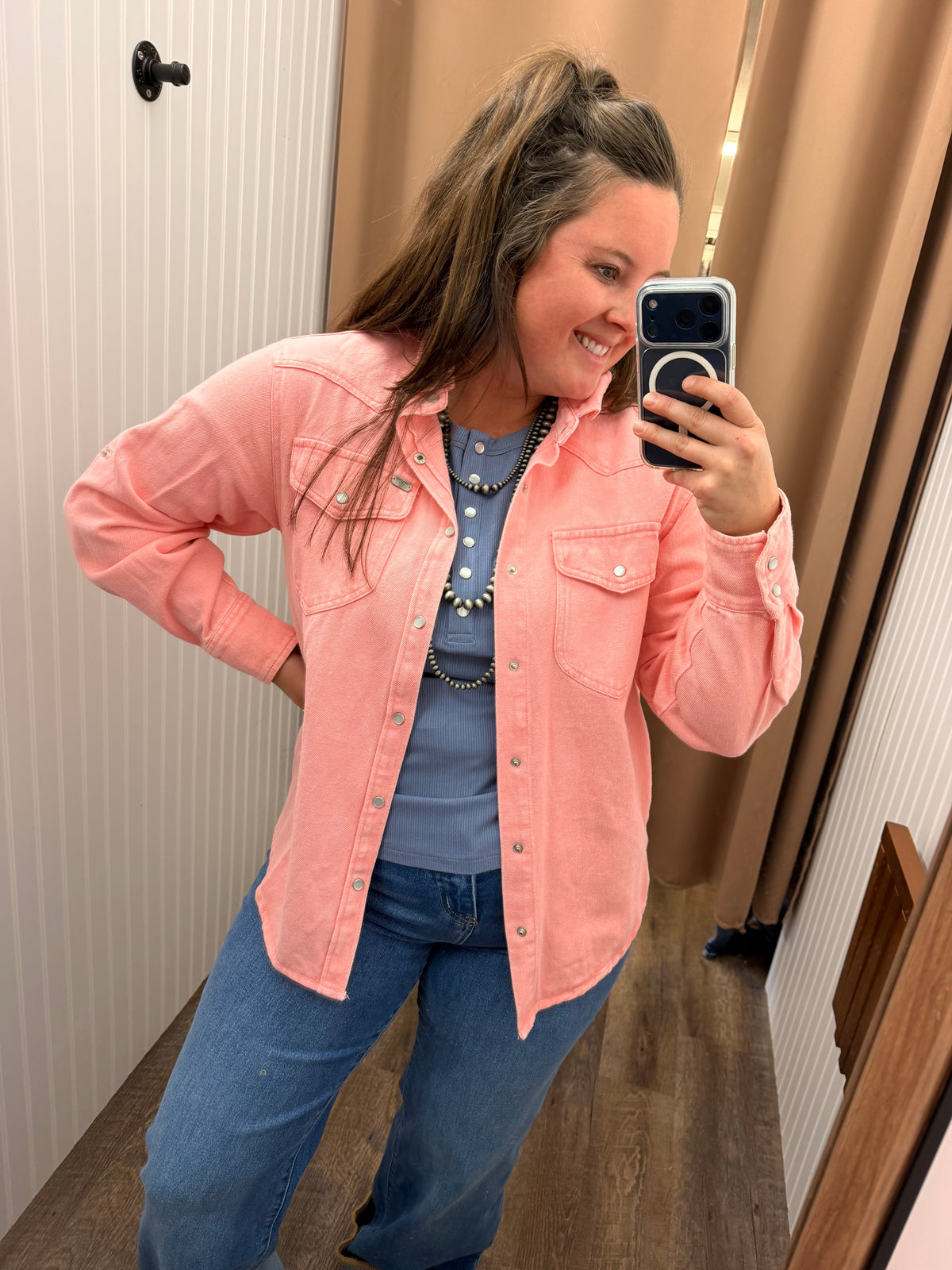 Denim Pearl Snap Shirt