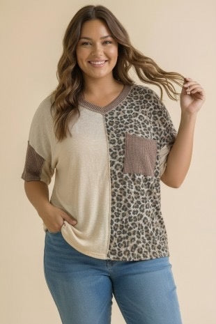 Plus Size Wild Side Colorblock Top 🐆🤎
