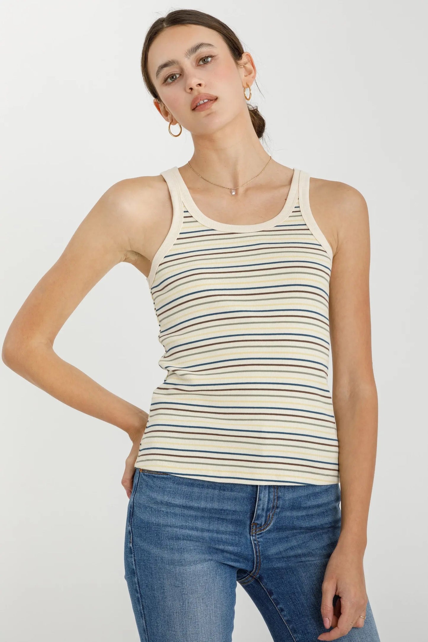 Striped Ribbed Tank