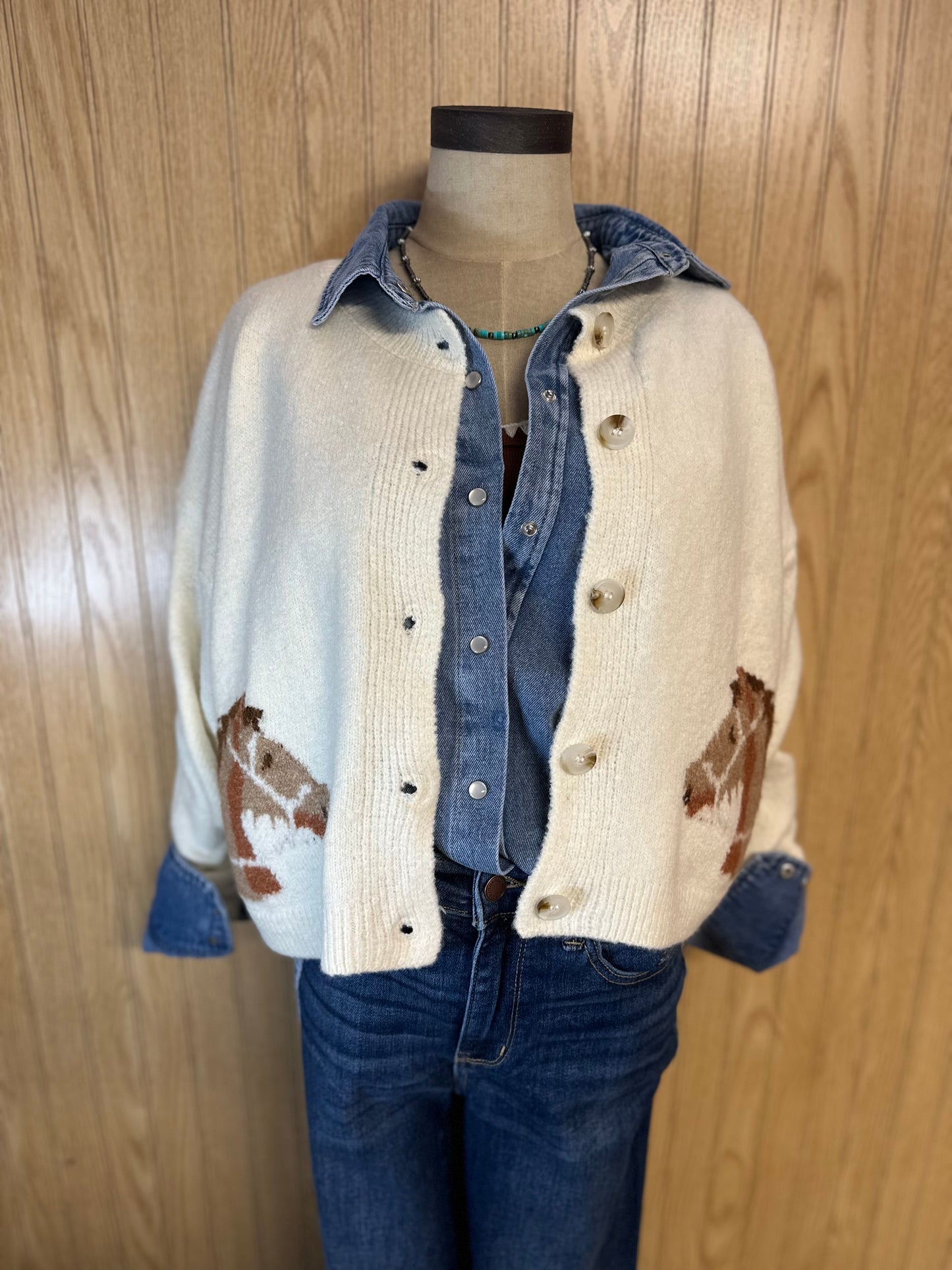 Horse Dream Cardigan- Cream