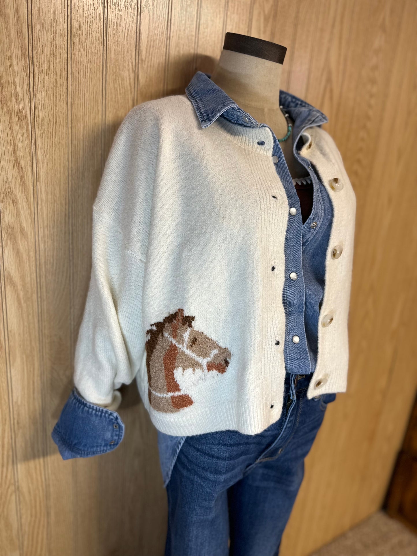 Horse Dream Cardigan- Cream