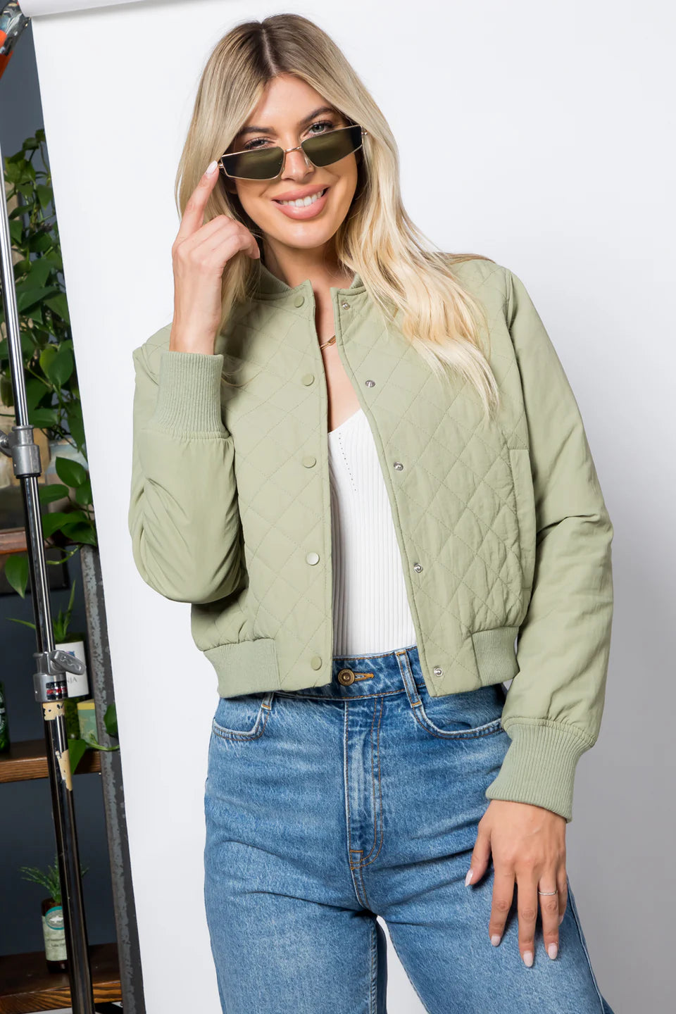 DRY NYLON DIAMOND QUILTED BOMBER JACKET
