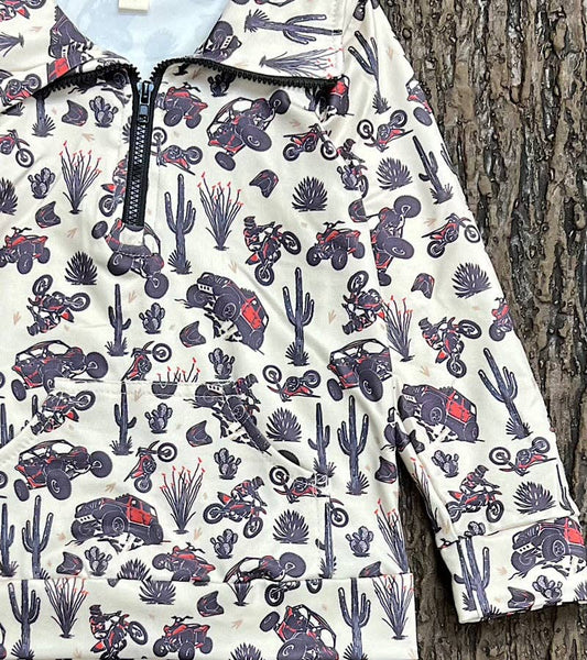 Desert Cactus & truck pull over sweatshirt.