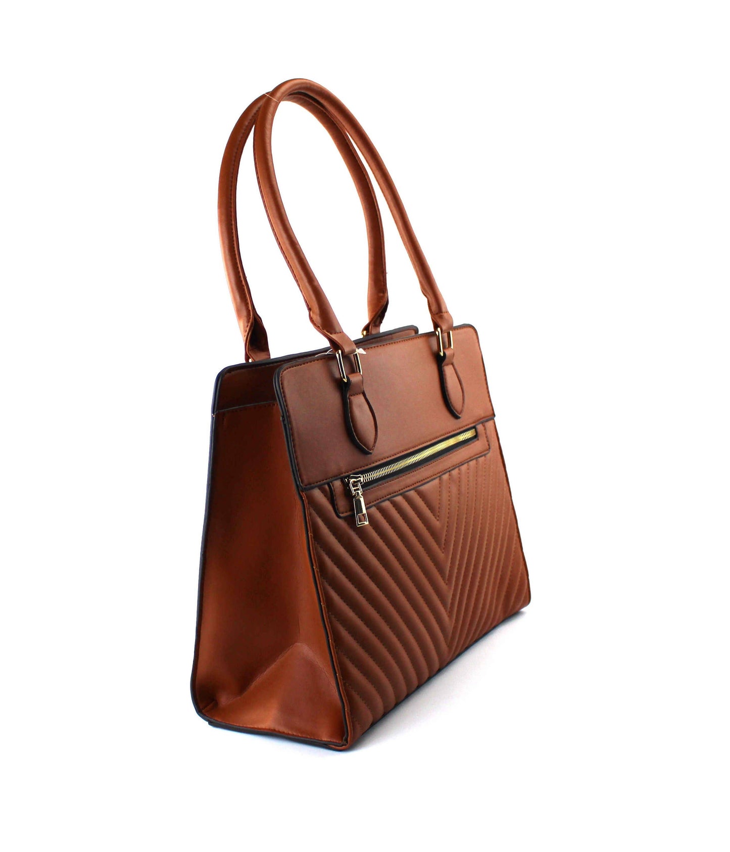 Quilted Front Zip Satchel