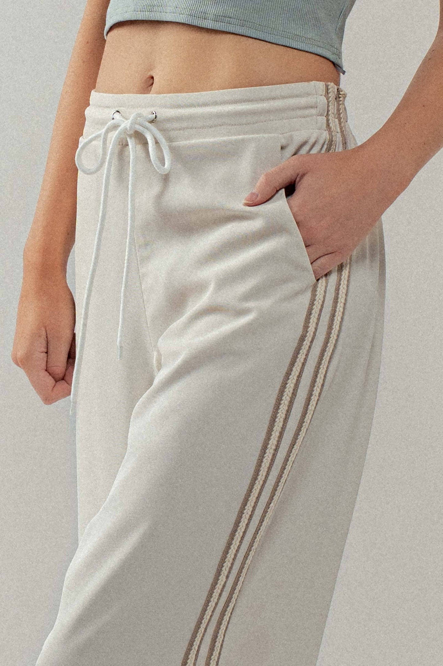Wide Leg Drawstring Stripe Lounge Pants