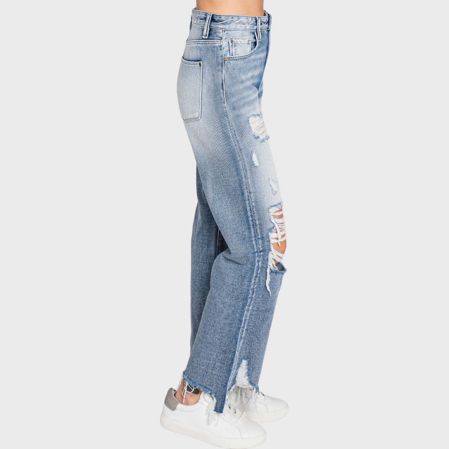 Petra153 DISTRESSED HIGH RISE RIGID VINTAGE CROPPED FLARE