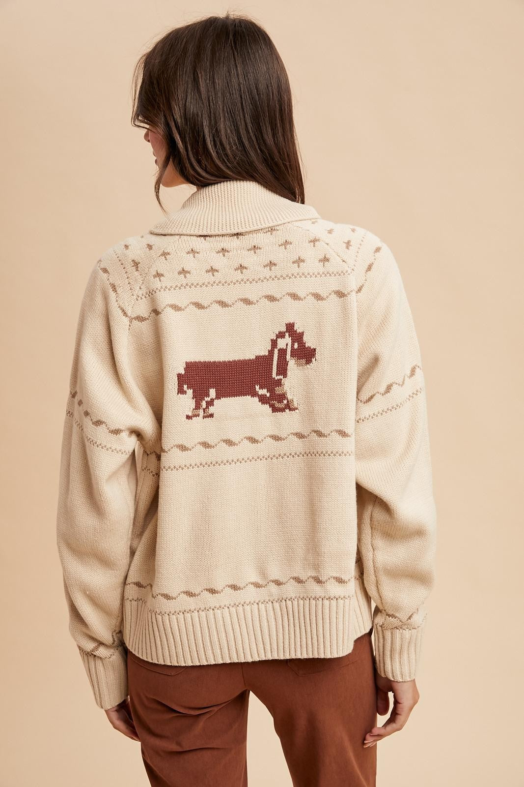 Dachshund Zip Up Cardigan