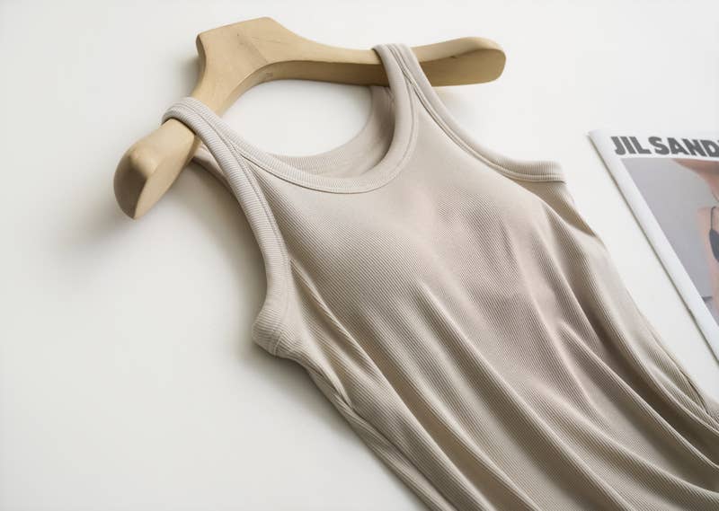 Essential Basic Rib Soft tank top w built in bra (3 Colors)