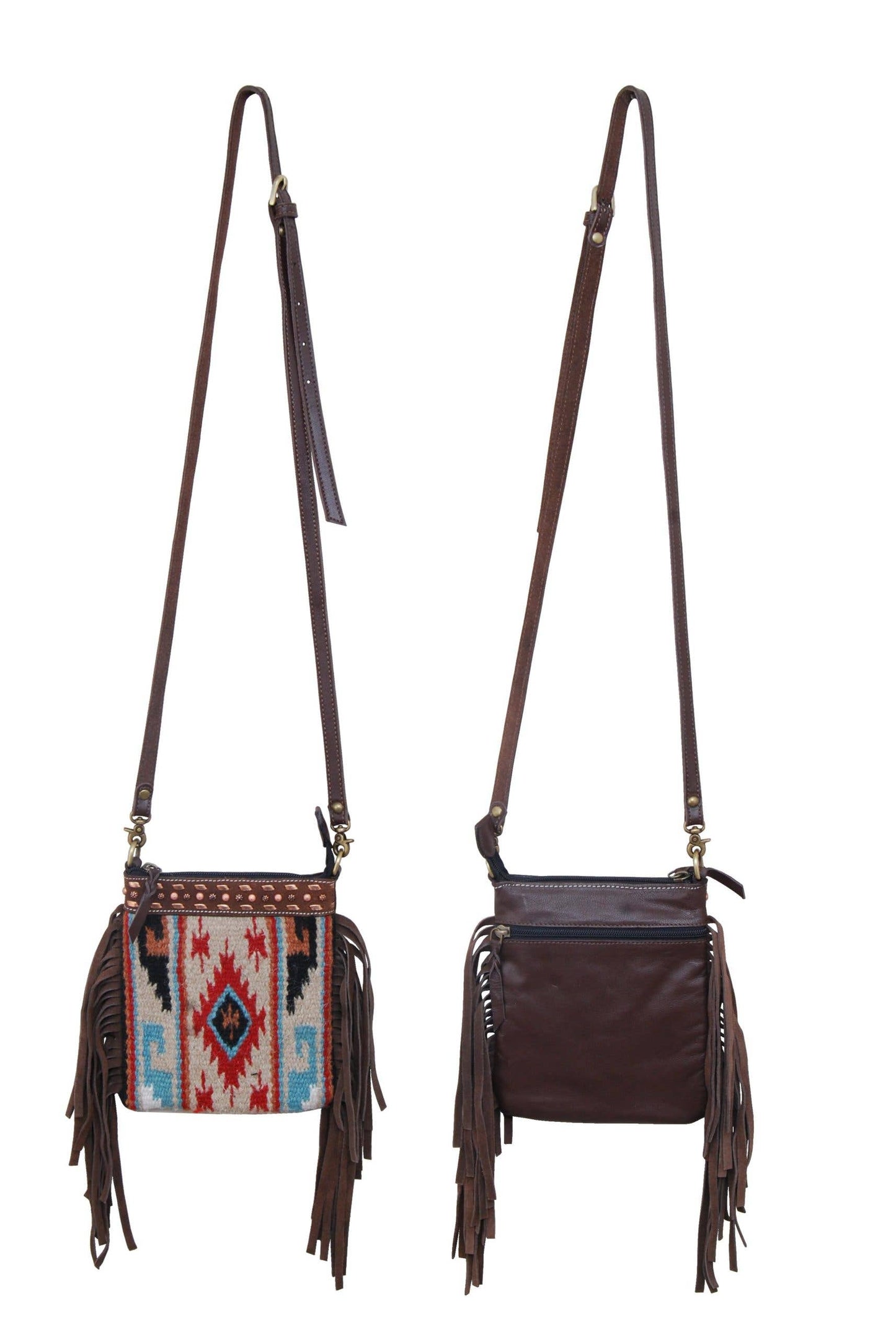 Cross Body Wool Bag with Brass/Silver Accents