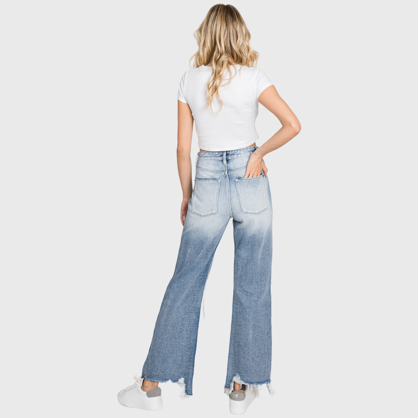Petra153 DISTRESSED HIGH RISE RIGID VINTAGE CROPPED FLARE
