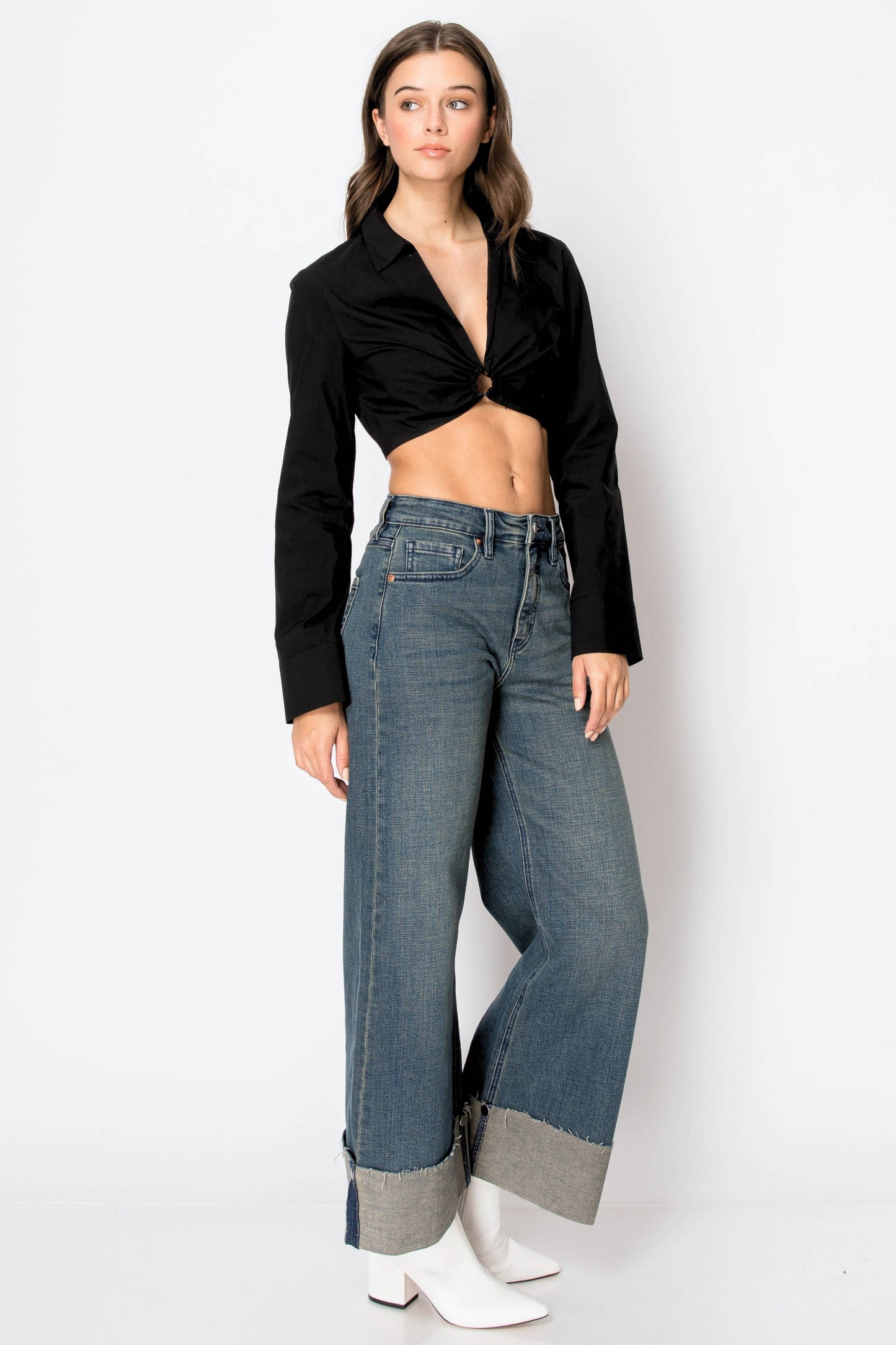 Artemis Vintage TUMMY CONTROL HIGH RISE CUFFED WIDE LEG JEANS