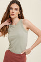 CREW NECK RIBBED KNIT TANK TOP (3 Colors)
