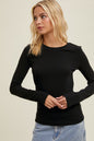 ROUND NECK FITTED RIBBED KNIT TOP (6 Colors)