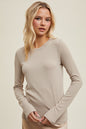 ROUND NECK FITTED RIBBED KNIT TOP (6 Colors)