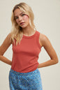 CREW NECK RIBBED KNIT TANK TOP (3 Colors)