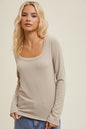 SCOOP NECK FITTED RIBBED KNIT TOP