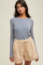 ROUND NECK FITTED RIBBED KNIT TOP (6 Colors)